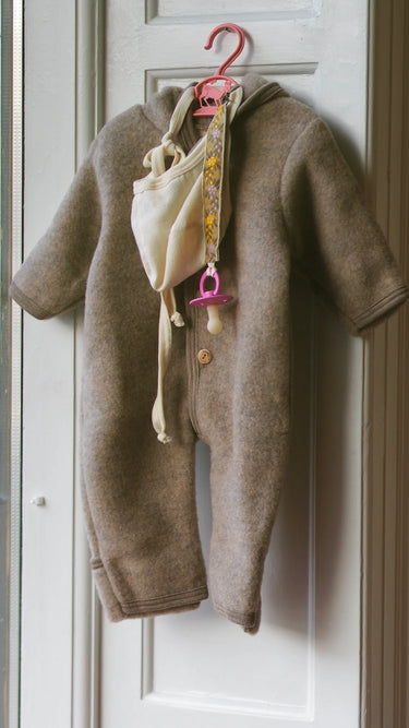 Pacifier Clip Brown with Yellow Flowers