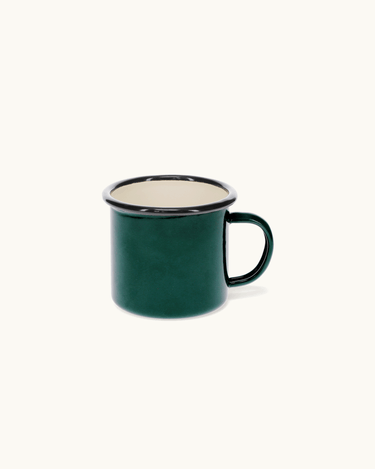 Dark Green Enamel Cup with Handle