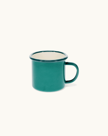 Teal Green Enamel Cup with Handle