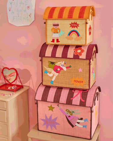 Small Raffia Basket 'Pink Hero'